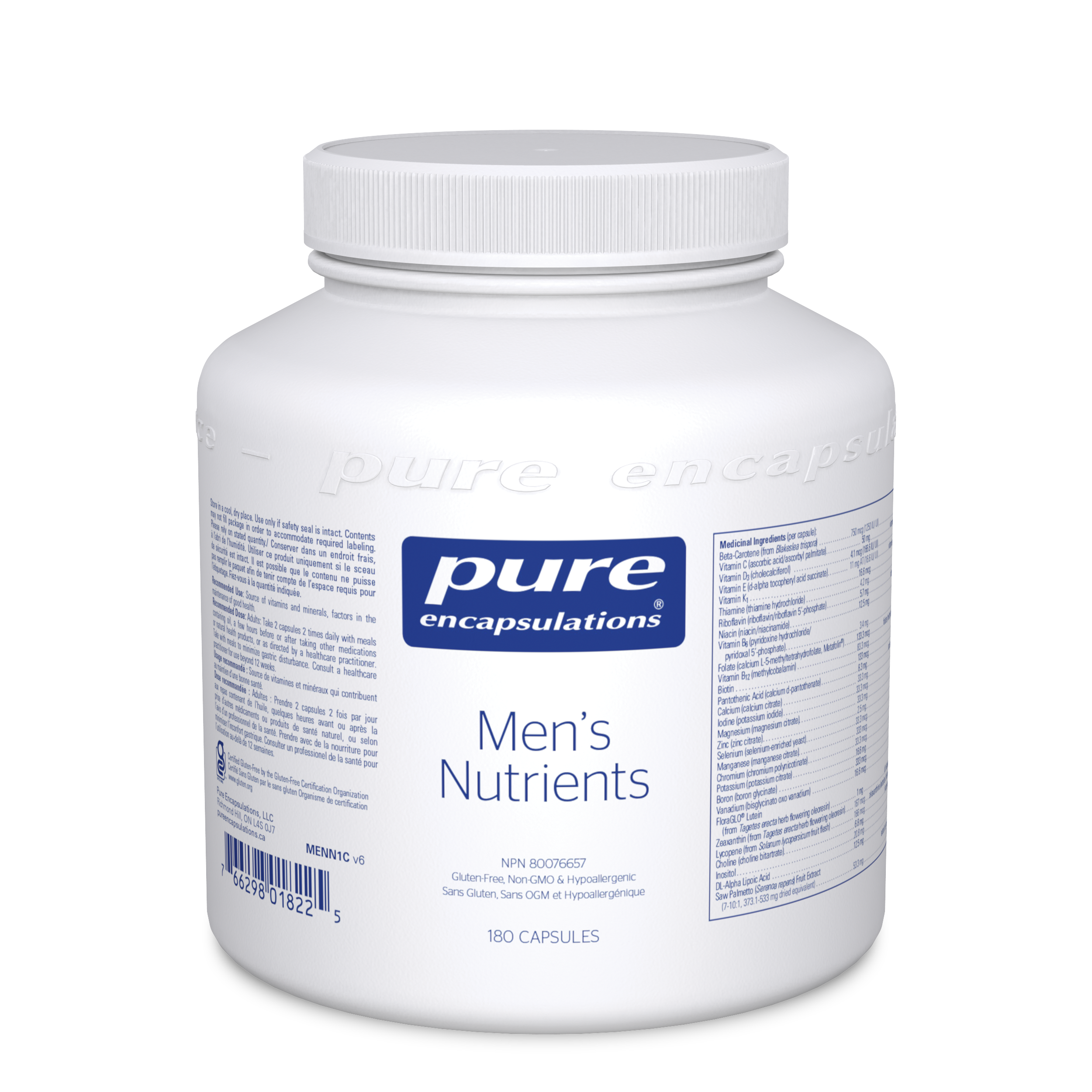 Nutrasource Types Men's Nutrients | Pure Encapsulations | Certifications by Nutrasource